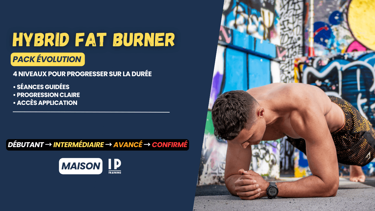 Aperçu du programme Hybrid Fat Burner, pack évolution maison, en 4 niveaux progressifs du débutant au confirmé.